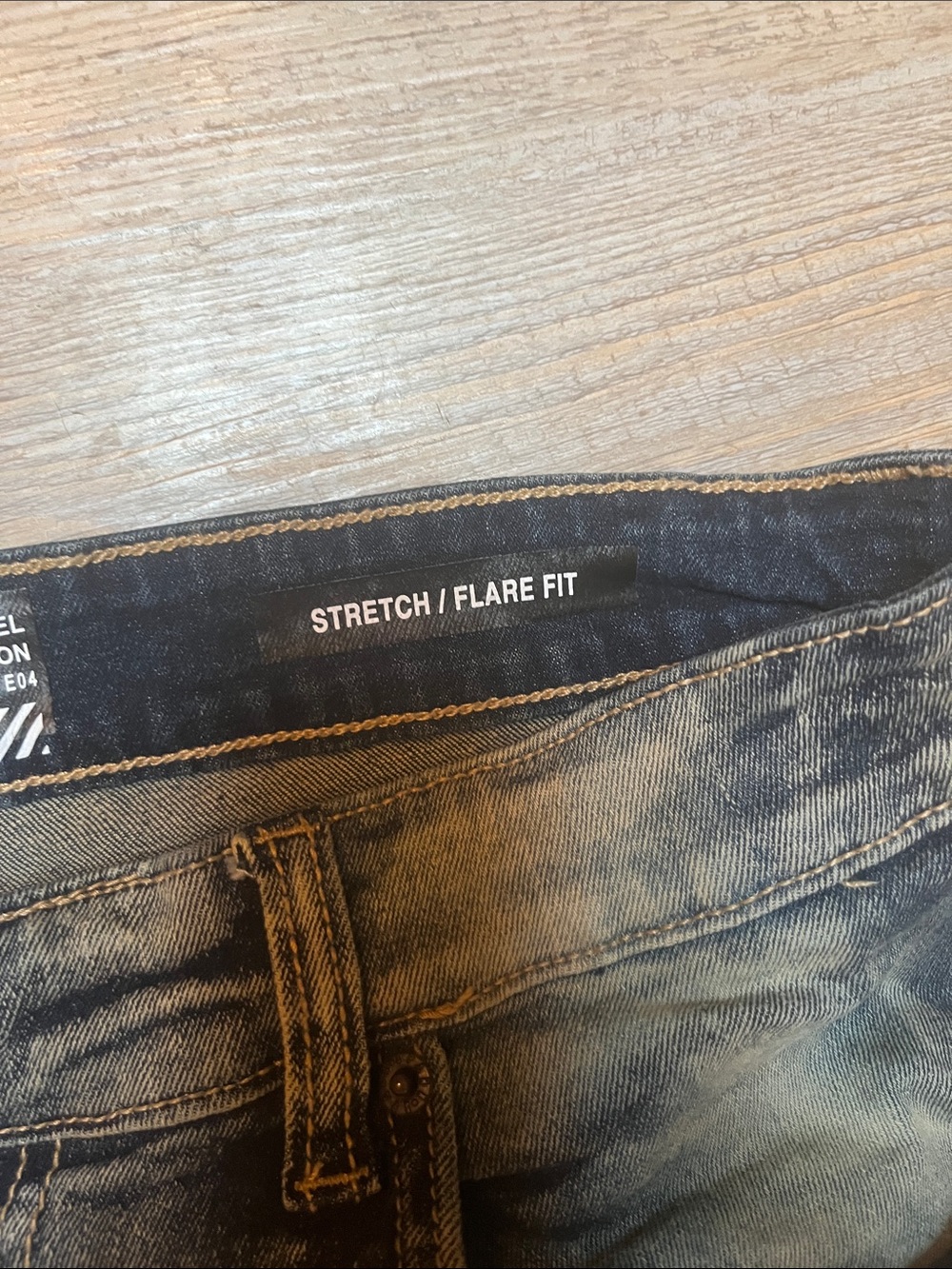Spark Men’s Distressed Stretch Flare Fit Blue Jeans - Picture 5 of 6